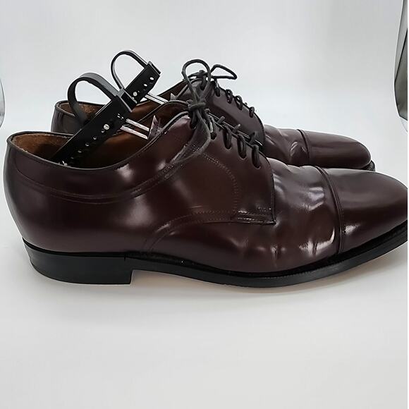 Johnston & Murphy Mens 10 Leather Cap-Toe Oxford Dress Shoes Burgundy Classic main image 16
